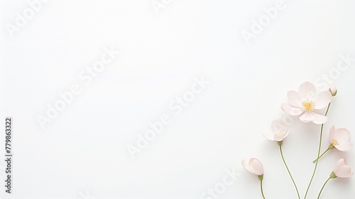 Pastel pink flowers, clean white backdrop, minimal layout, soft light isolated background, pastel, object, commercial © Anatthaphon