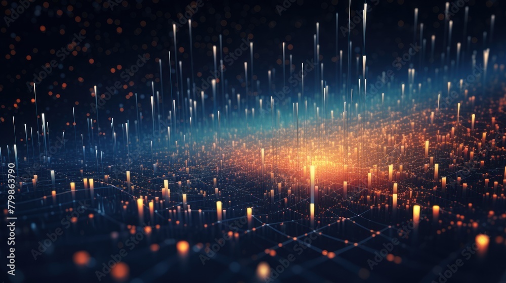 Obraz premium IT Industry Particles in Digital World Background