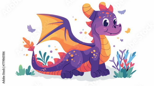 Cute Dragon Vector Illustration Isolated on white background