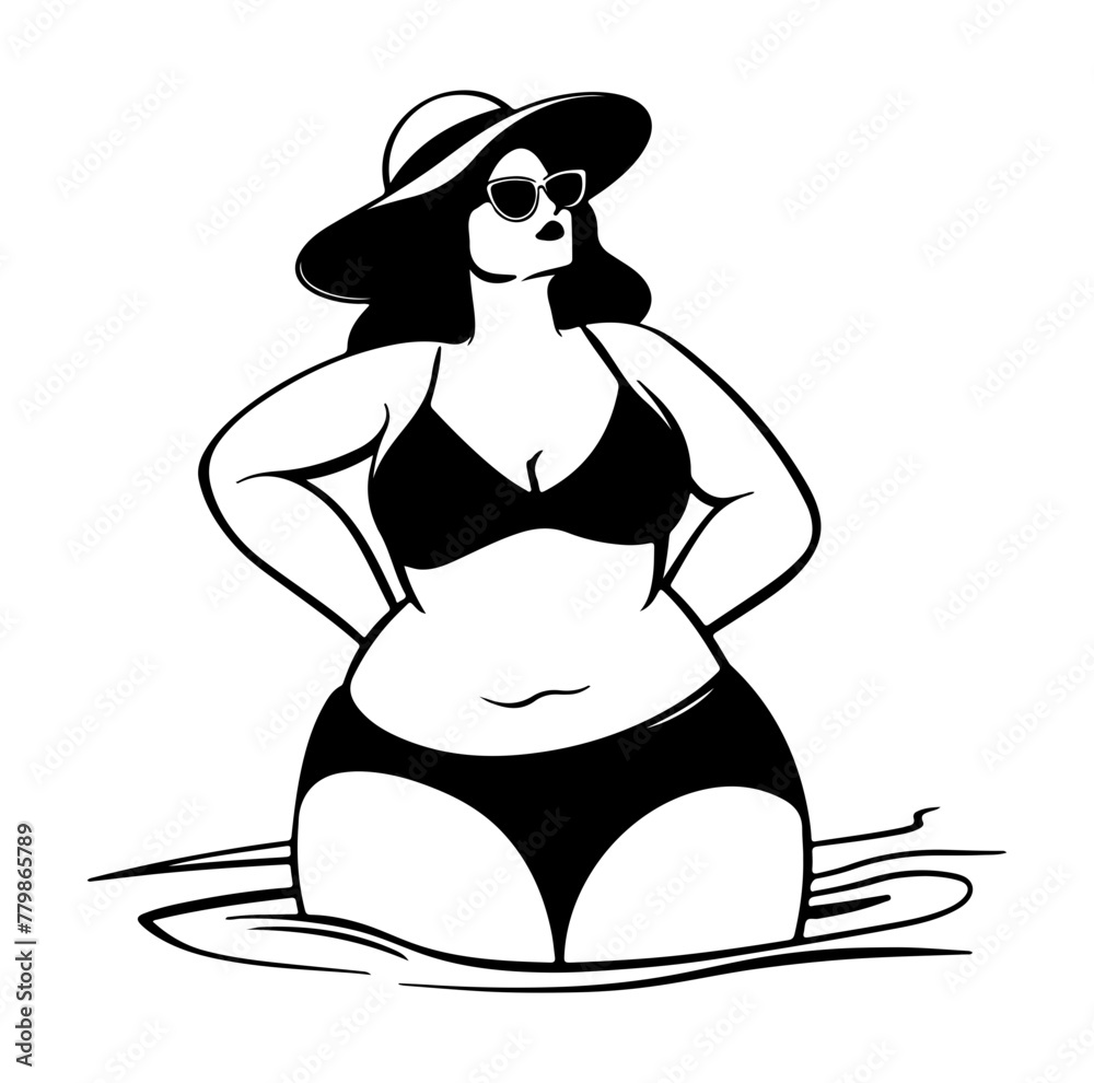 beautiful plus size women in beach outfit during summer vacation beautiful plus size women in beach outfit during summer vacation