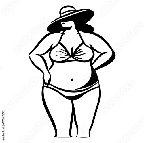 beautiful plus size women in beach outfit during summer vacation