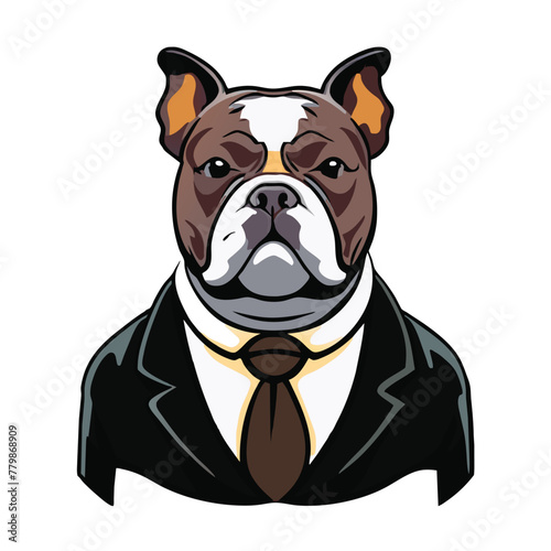 Bulldog vector illustration wearing a suit and tie  exuding professionalism and elegance.