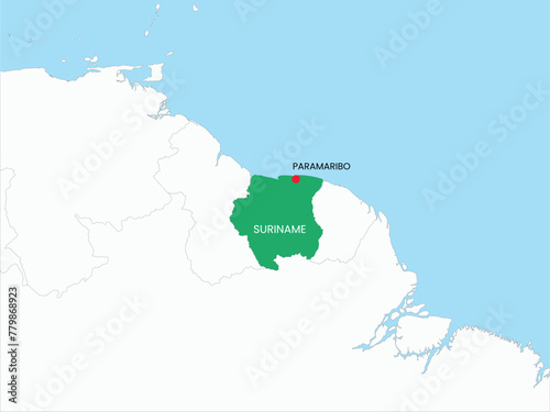 High detailed map of Suriname. Outline map of Suriname. South America