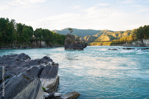 Fast mountain river Katun