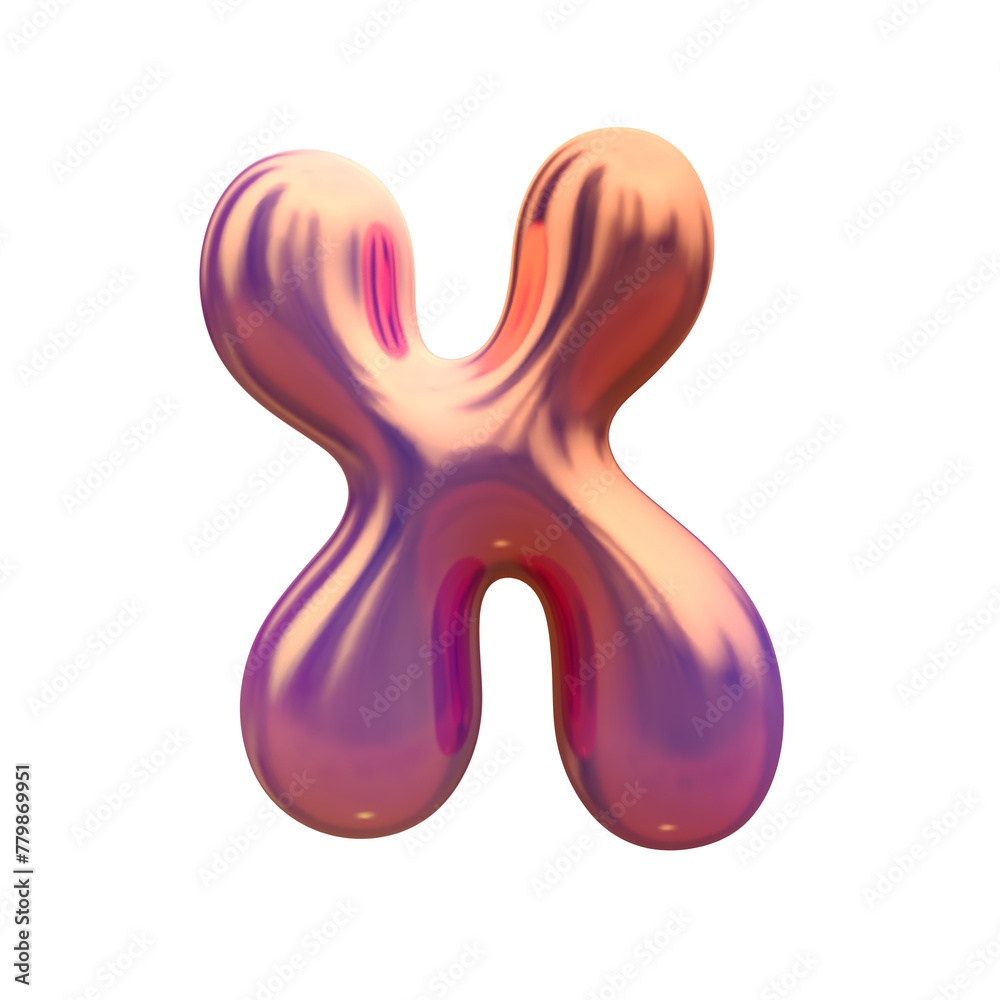Glossy holographic 3D balloon bubble letter X Glossy holographic 3D balloon bubble letter X