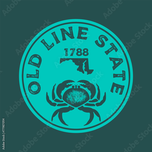 Old Line state textured vintage vector t-shirt and apparel design, typography, print, logo, poster. Global swatches