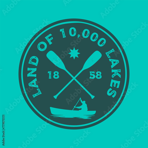 Land of 10000 lakes textured vintage vector t-shirt and apparel design, typography, print, logo, poster. Global swatches