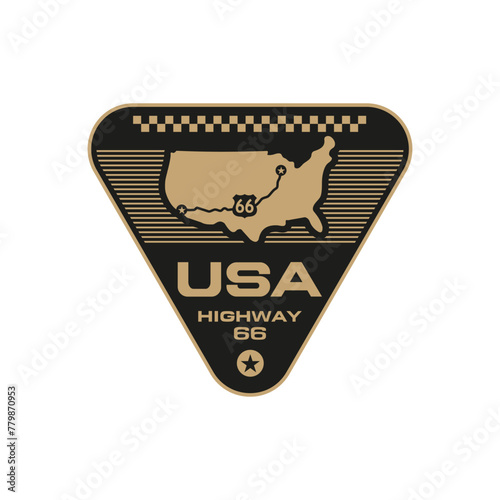 U.S. Highway Route 66 logo template vector design element vintage style for label or badge retro illustration.