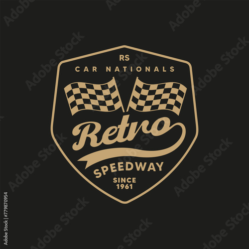 Retro Speedway logo template vector design element vintage style for label or badge retro illustration. photo