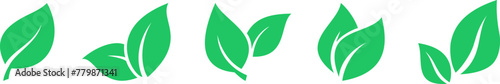 Set of green leaves icons as a symbols of environmental protection strategy