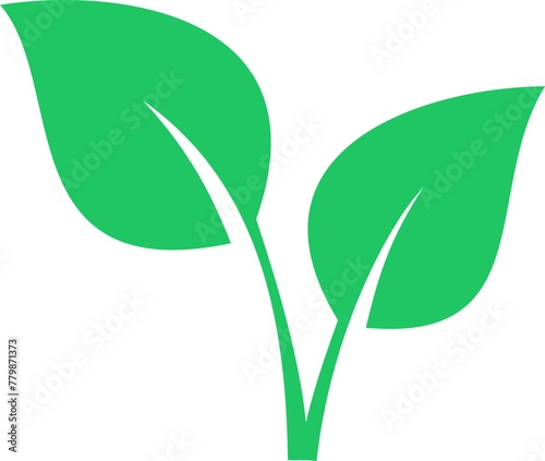 Green leaves icon as a symbol of environmental conservation principle