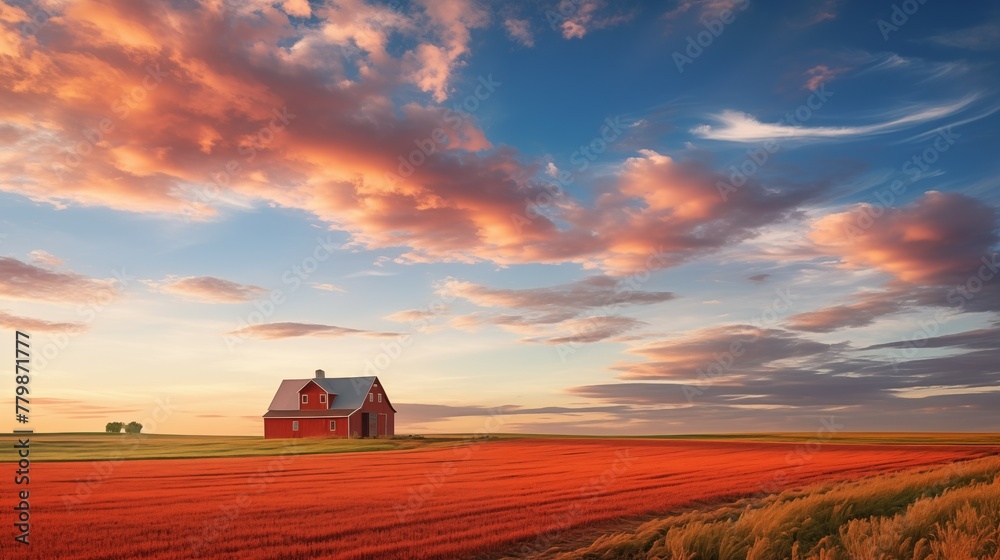 Fototapeta premium Photograph of vibrant large farm land in the united states