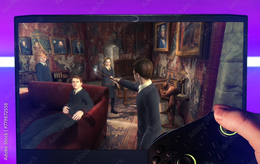 A gamer plays Harry Potter and the Order of the Phoenix with a gamepad