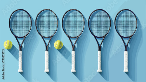 Illustration set of big tennis for training on blue background 