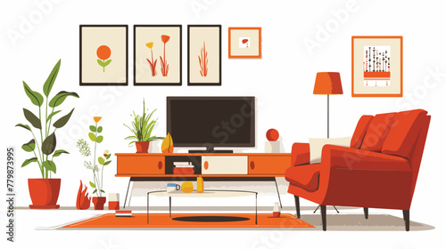 Interior of the living room. flat vector isolated on white background 