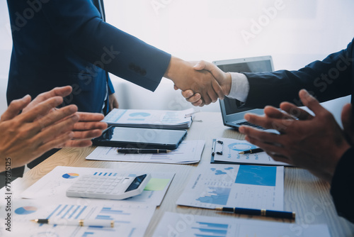 business background.handshake business men in the business center