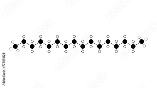hexadecane molecule, structural chemical formula, ball-and-stick model, isolated image alkane hydrocarbon photo