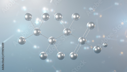 perfluoropropanesulfonic acid molecular structure, 3d model molecule, perfluorosulfonic acid, structural chemical formula view from a microscope photo