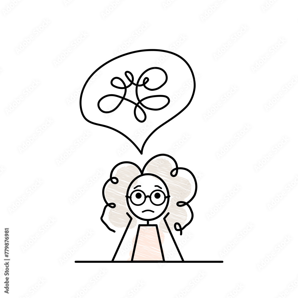 simple sketch super confused girl sitting at the desk student doodle vector illustration pencil drawing with black outline simple sketch super confused girl sitting at the desk student doodle vector illustration pencil drawing with black outline