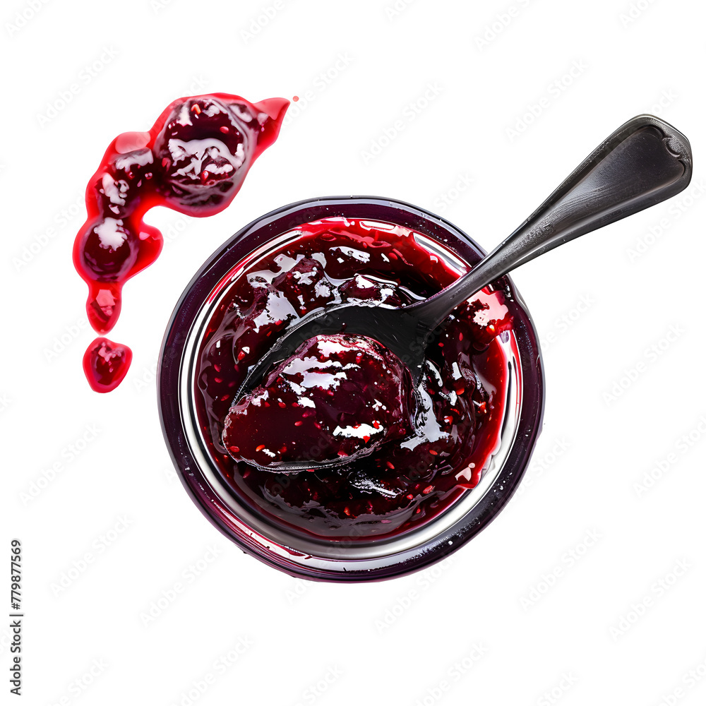 Cranberry sauce Spoon into the bowl isolated on a white transparent background. Ai generated Cranberry sauce Spoon into the bowl isolated on a white transparent background. Ai generated