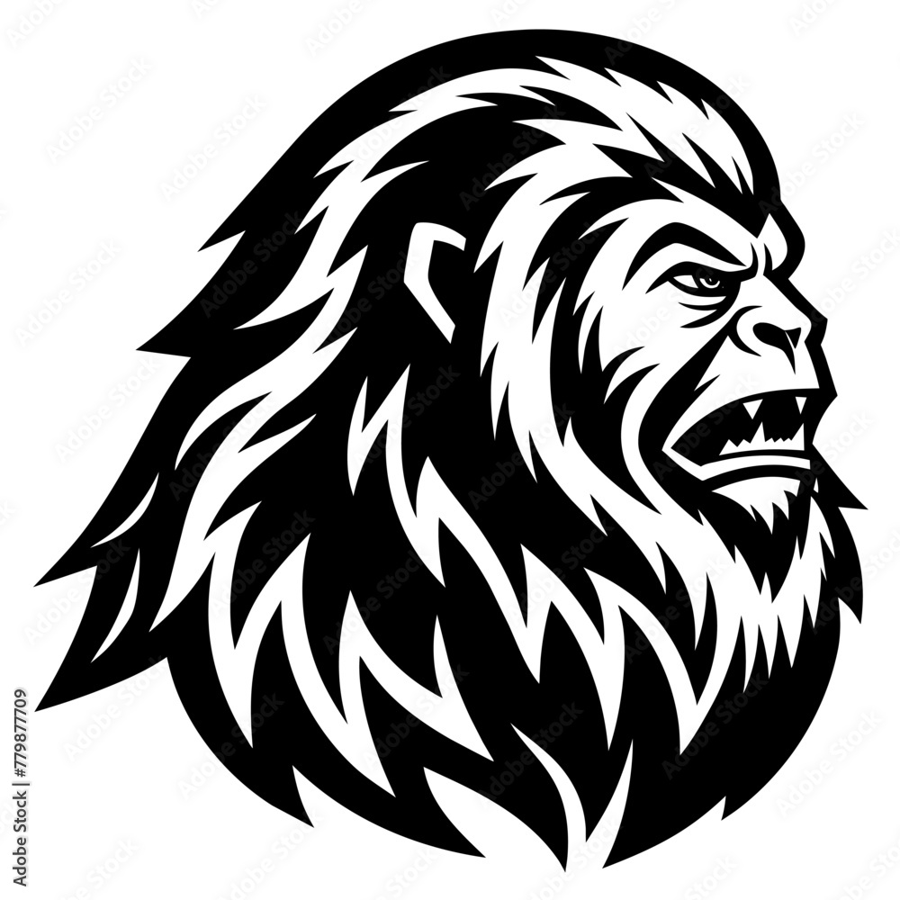 Intimidating Werewolf Head Vector Illustration for Logo Design

