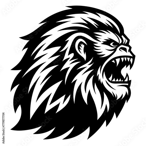 Wallpaper Mural Fierce Mythical Yeti Profile Vector Illustration. Vector logo with bigfoot. Vector logo with sasquatch.
 Torontodigital.ca