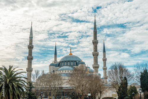 View of Blue Mosque or Sultanahmet Mosque in Istanbul, Turkey.