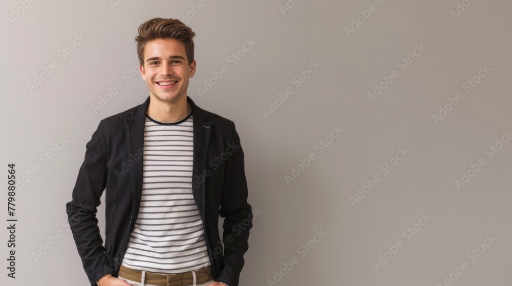 A Man with Striped Shirt Smiling