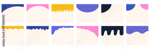 Collection of different shapes header or footer for square post or websites. Decorative separator for creative design in simple vector flat style. Bold y2k inspired colors.