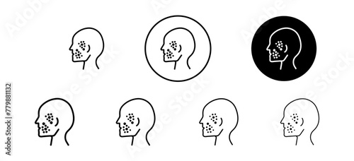 Man acne on face icon. men skin with pimple symbol