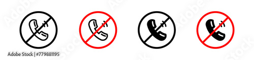 No call allowed icon. cell phone talk is not permitted symbol. no signal to do mobile call
