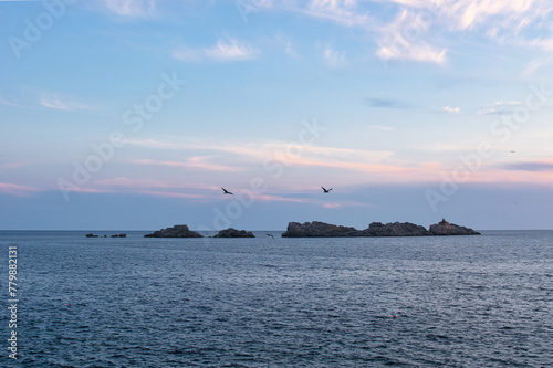 Dubrovnik, Croatia - August, 26 2021: A beautiful sunset at sunset beach at Lapad beach. photo