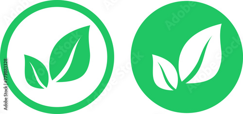 Green leaves icons as a symbols of environmental protection and ecology saving principle