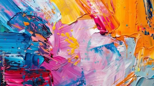 A mix of techniques, an expression abstract painting. photo