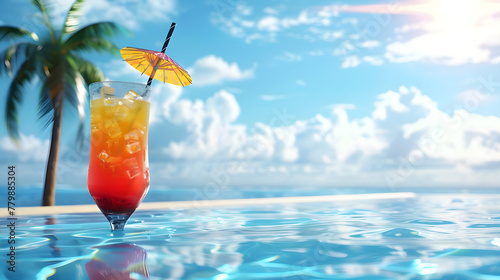 Tropical drink by the pool - Ai Generated