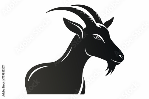 goat head side view silhouette black vector illustration