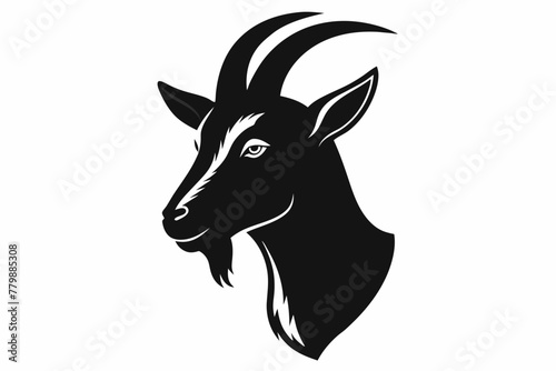 goat head side view silhouette black vector illustration photo
