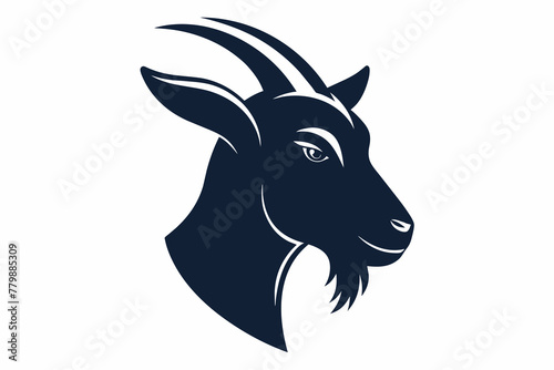 goat head side view silhouette black vector illustration photo