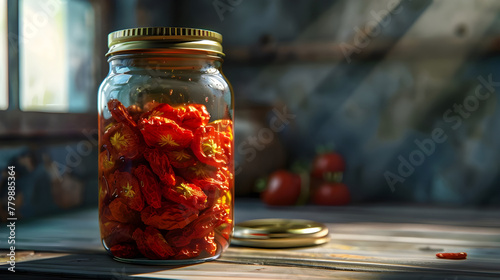 Vibrant jar filled with sun-dried tomatoes - Ai Generated