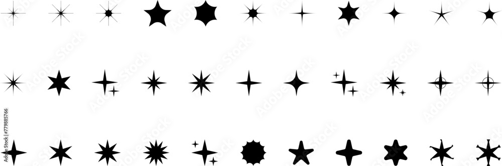 Star icons. Gold Star or favorite flat icon for apps and websites. Rating Star icon. Star vector collection. Modern simple stars. Vector illustration.