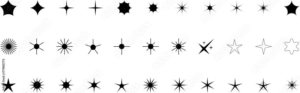 Star icons. Gold Star or favorite flat icon for apps and websites. Rating Star icon. Star vector collection. Modern simple stars. Vector illustration.