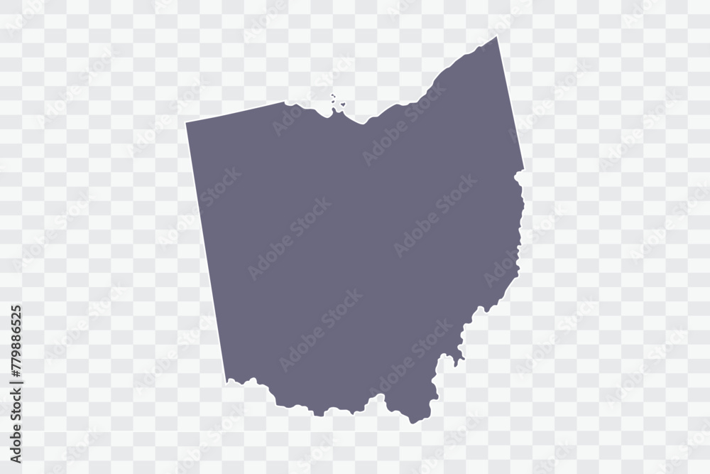 OHIO Map pewter Color on White Background quality files Png