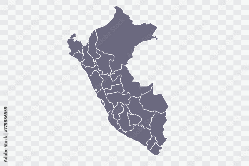 Peru Map pewter Color on White Background quality files Png