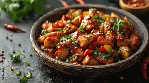 top-view Kung Pao Chicken