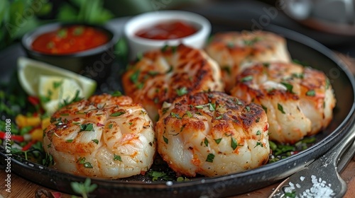 top-view Crab Cakes