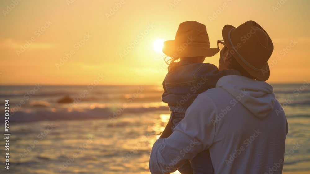 Father and Child at Sunset.
