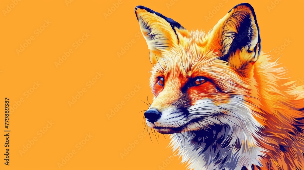 Obraz premium Portrait of red fox. Colorful comic style painting illustration.