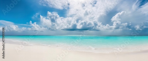 beautiful blue ocean with a cloudy sky in the background