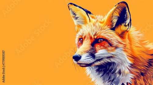 Portrait of red fox. Colorful comic style painting illustration.