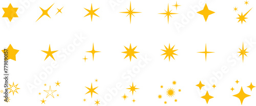 Star icons. Gold Star or favorite flat icon for apps and websites. Rating Star icon. Star vector collection. Modern simple stars. Vector illustration.